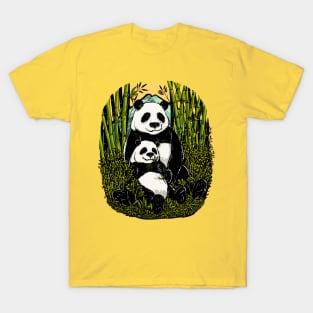 cute panda eating bamboo T-Shirt